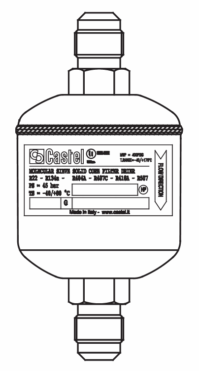 實心干燥過濾器4308/3,100%分子篩,SAE直螺紋接頭